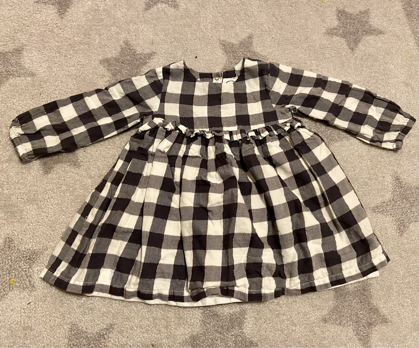 Sukienka smyk 86 długi rękaw jak nowa w kratkę