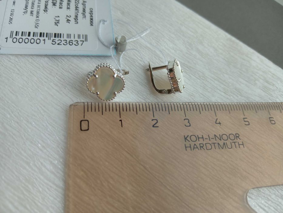 Срібний набір комплект Van Cleef Ван Кліф конюшина білий чорний онікс