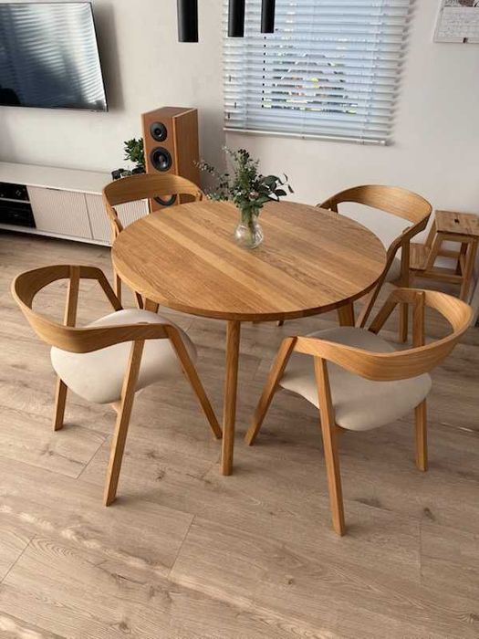 Stół okrągły dębowy rozkładany ( lity dąb) LOFT