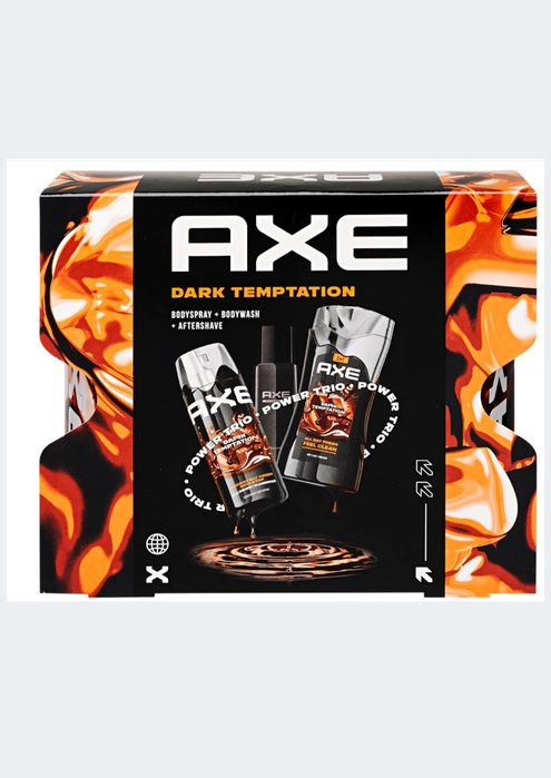 AXE DARK TEMPTATION Zestaw kosmetyków dla mężczyzn żel dezodorant płyn po golenia.