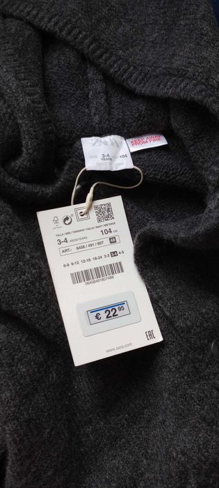 Sweterek Zara 3-4 lata, 104 cm, szary