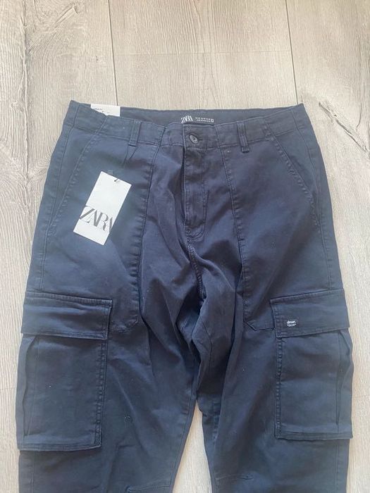 Bojówki męskie , cargo spodnie granatowe M/L zara