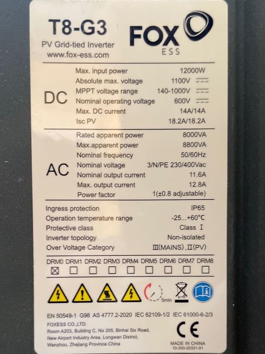 Falownik FOXESS T8 G3 - inwerter trójfazowy w idealnym stanie