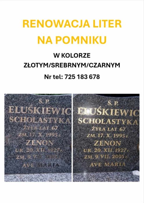 Renowacja napisów na pomniku