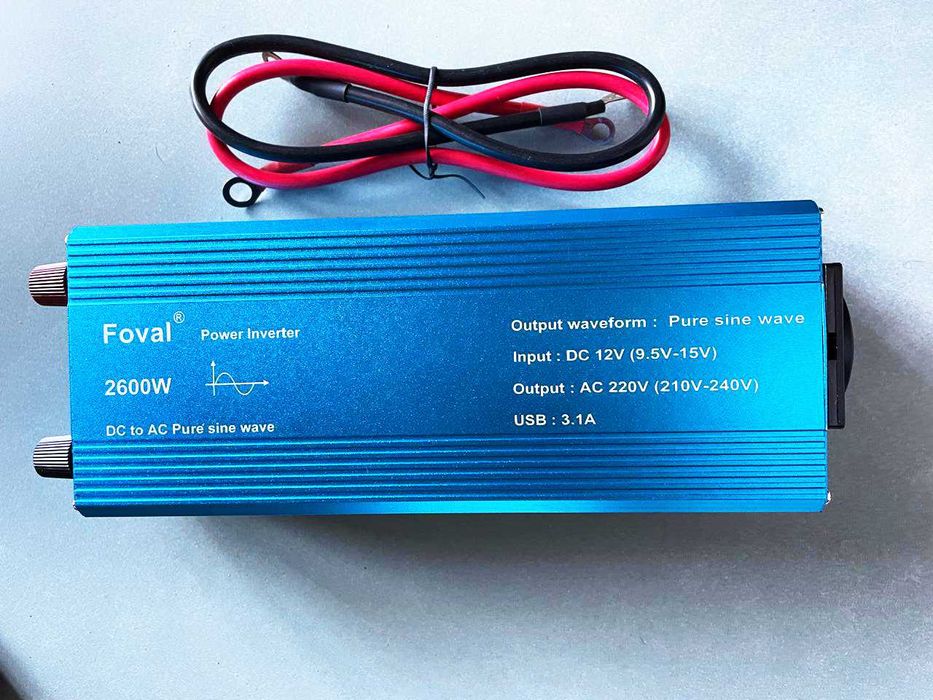Інвертор Foval 2600W 12В–220В Чистий Синус для чутливої техніки. Новий
