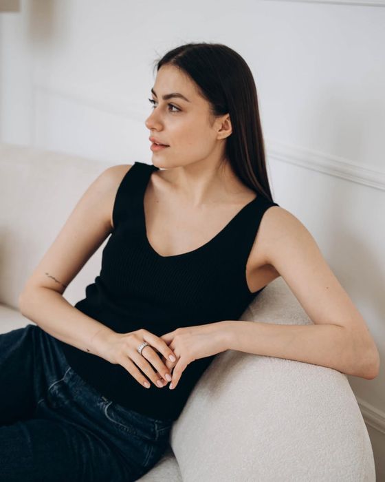 Майка в рубчик чорна/біла