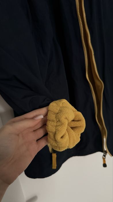 Dwustronna kurtka bluza Polar GAP granatowa żółta z kapturem