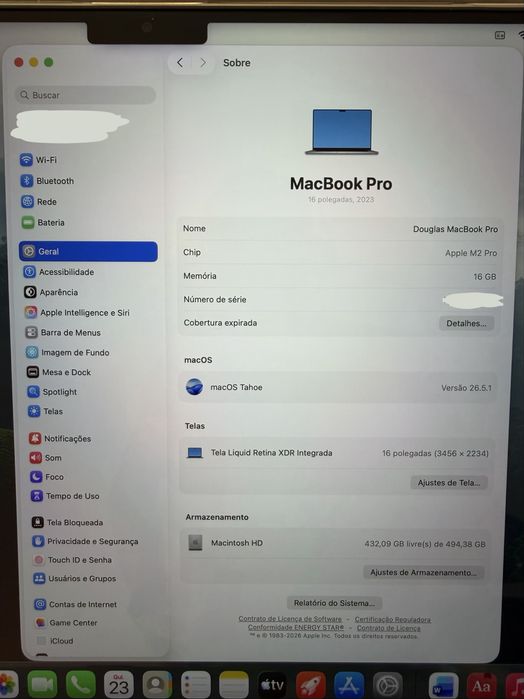 MacBook Pro M2 Pro 16 polegadas