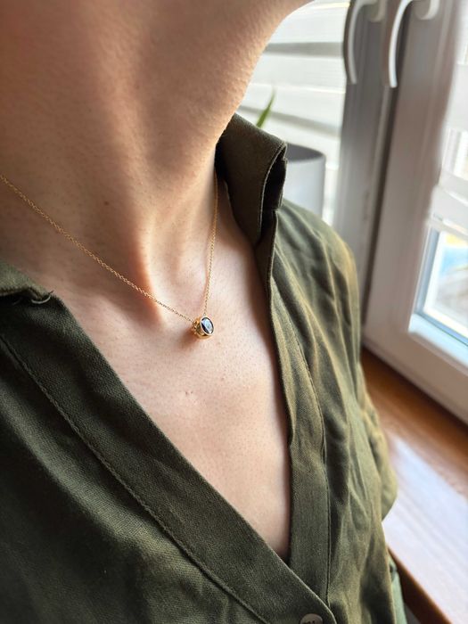 Nowy Naszyjnik W.KRUK Srebro złocony Cyrkonia i Czarny Diament