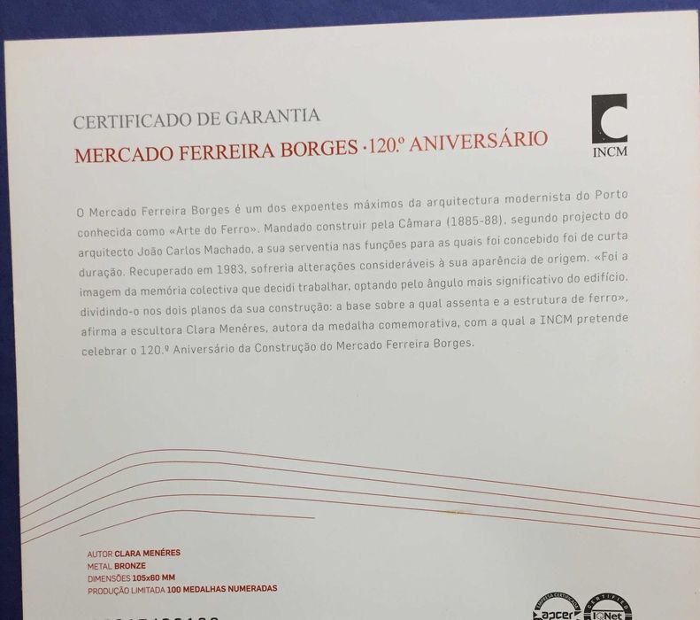 Mercado Ferreira Borges(PORTO)-120º.Aniv.,Escultora Clara Menéres-INCM