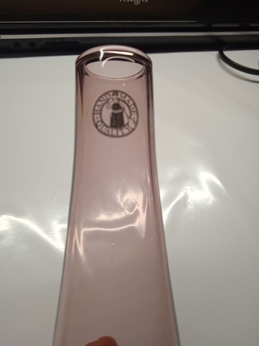 Ваза, бутылка ручной работы. Стеклянная ваза. Вдувное стекло