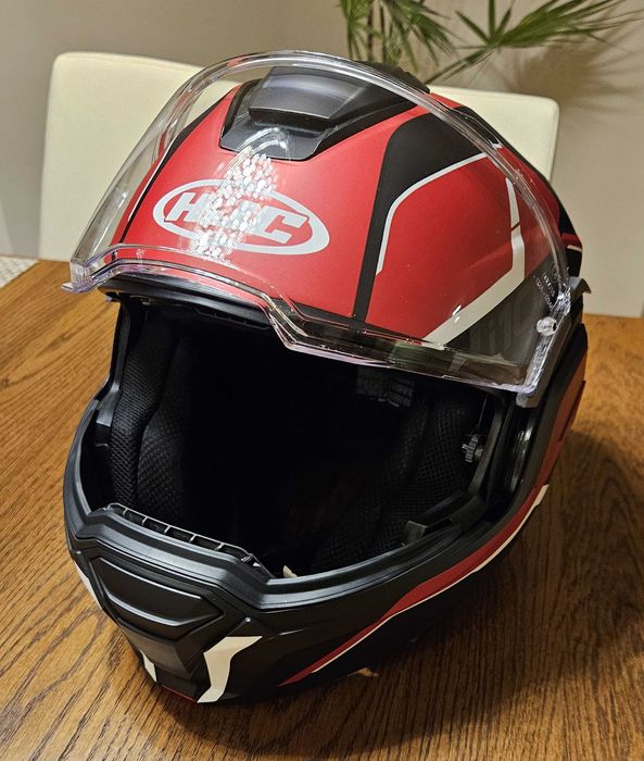 Kask motocyklowy HJC i100 szczękowy LORIX czerwono-czarny M