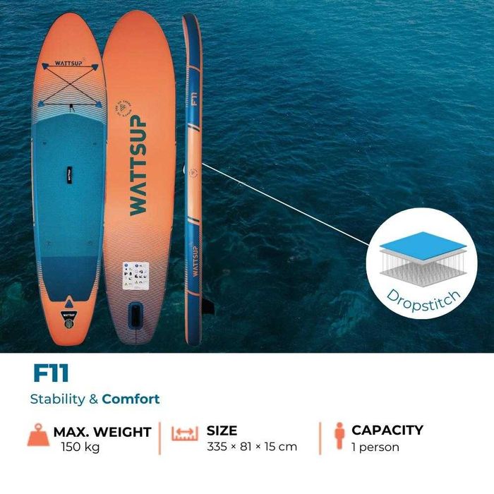 SUP F11 WattSUP Франція борд board доска дошка каяк САП суп надувна SUP дошка 2 шари слоя САП доска надувна Stand Up Paddle board борд SAP надувная