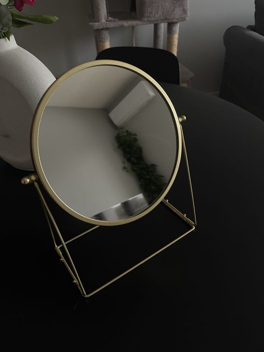 Lusterko kosmetyczne małe stojące złote IKEA