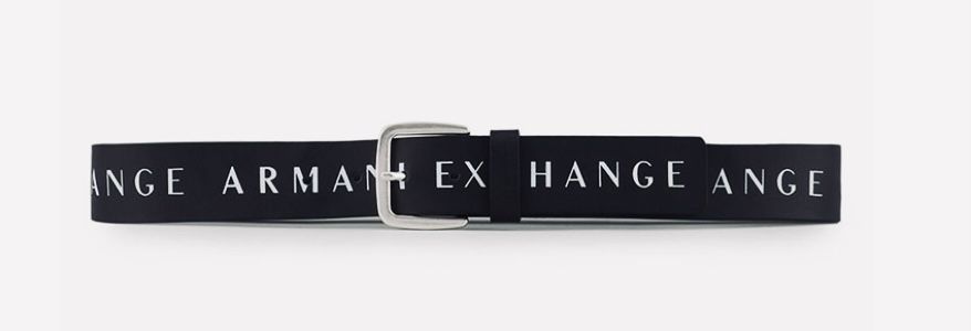 Pasek skóra Armani Exchange, unisex, czarny, logo 75 i 95 cm