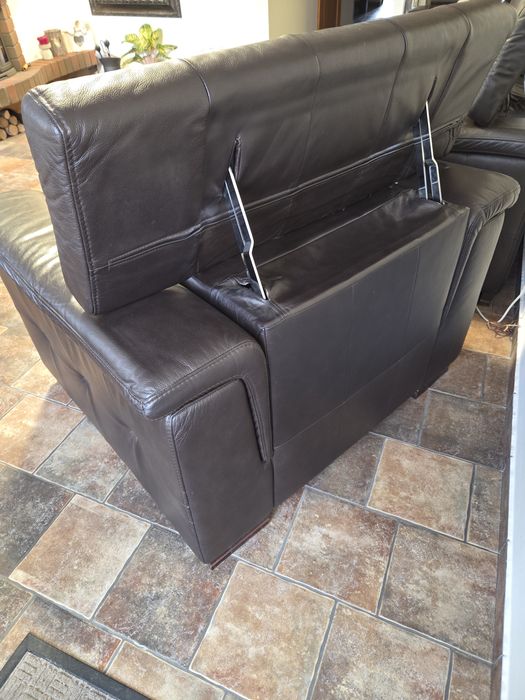 Komplet premium sofa rozkładana i fotele skóra