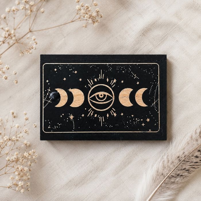 Szkatułka kuferek drewniany handmade wicca