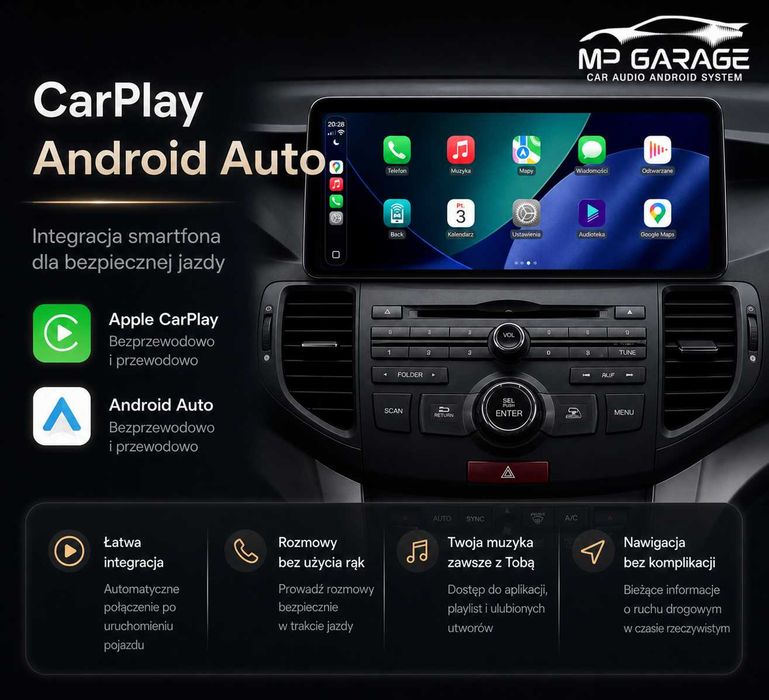 Honda Accord 8 Radio Nawigacja Android_13 12.3" Qualcomm CarPlay AndroidAuto Qled Montaż Gwarancja!!!