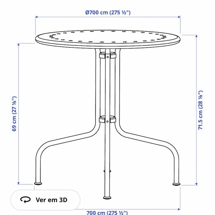 Mesa e 3 cadeiras de exterior