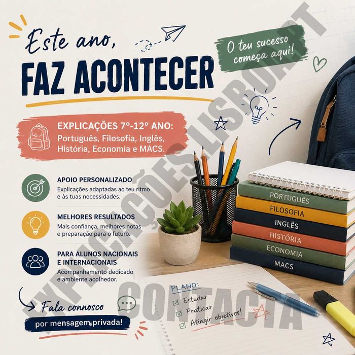 Explicações Português, Inglês, Economia A, MACS, História A, Filosofia: 7º a 12º ano e adultos.