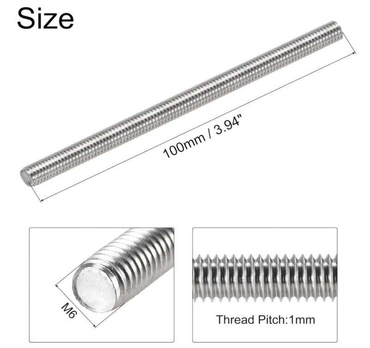 Pręty gwintowane M6x100mm 15 sztuk Sourcing map