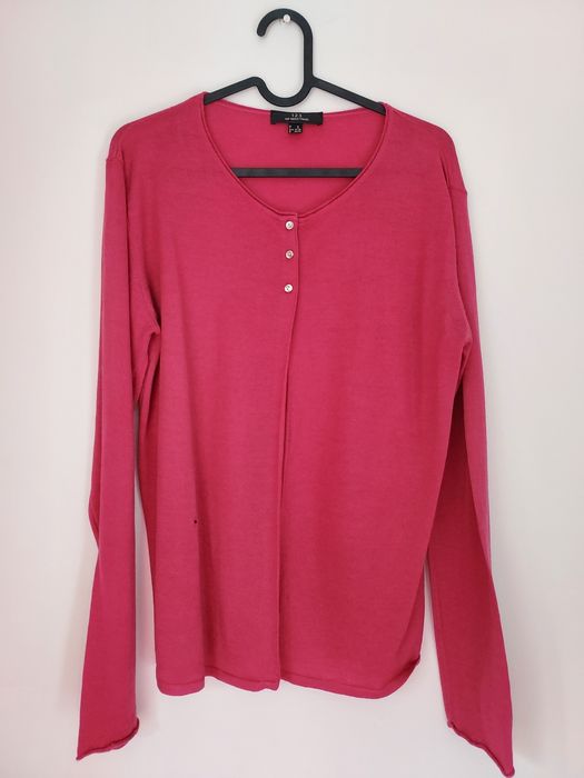 Różowy sweter, kardigan fuksja 100% merino