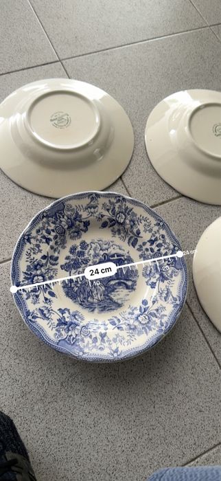 4 Pratos de Sopa Ironstone Tableware – padrão clássico azul466038941025587207