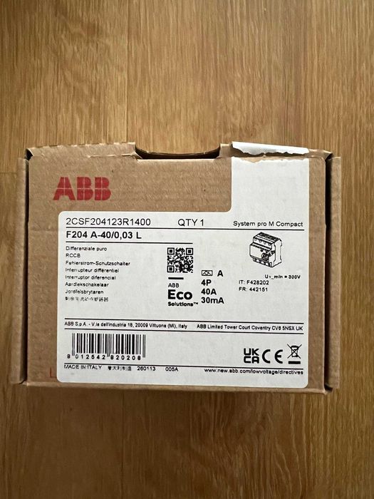Interruptor Diferencial ABB F204 A-40/0.03-L