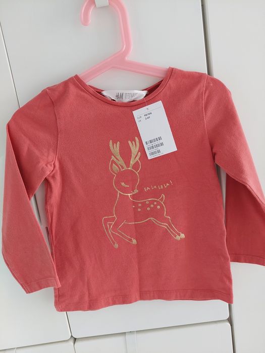 Bluzka z reniferem 98/104 h&m nowa