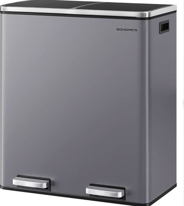 SONGMICS Kosz na śmieci z podwójną komorą 2 x 30 l