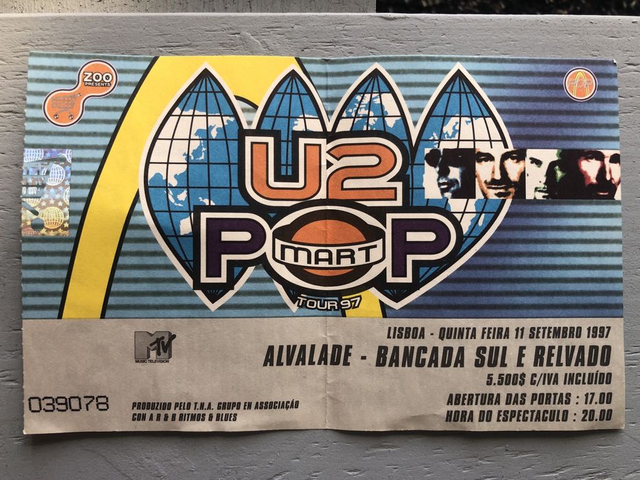 Bilhete concerto U2