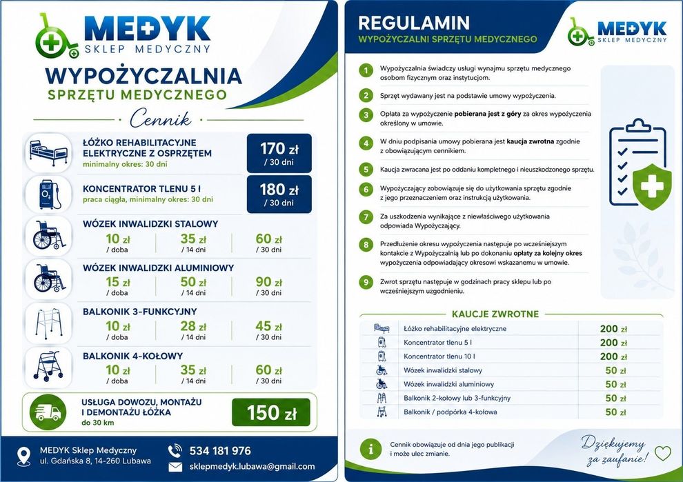 Łóżko rehabilitacyjne wypozyczenie