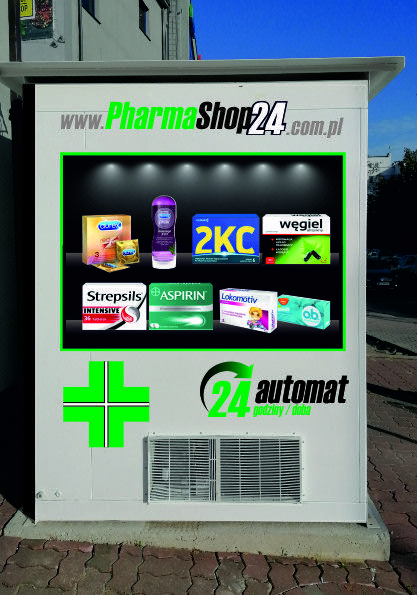 Profesjonalny automat vendingowy PharmaShop24 (Karta/Gotówka) – Zarabiaj 24/7. Stan BDB!