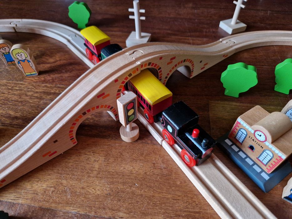 Tidlo Drewniana Kolejka Zestaw 50 elementów