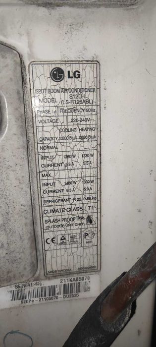Кондиціонер LG, Модель: S12LH (LS-R126ABL) Б\У