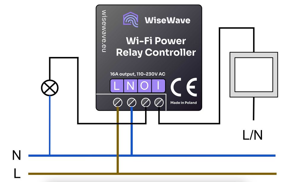 Power Switch Przekaźnik z pomiarem mocy WiFi 230v WiseWave