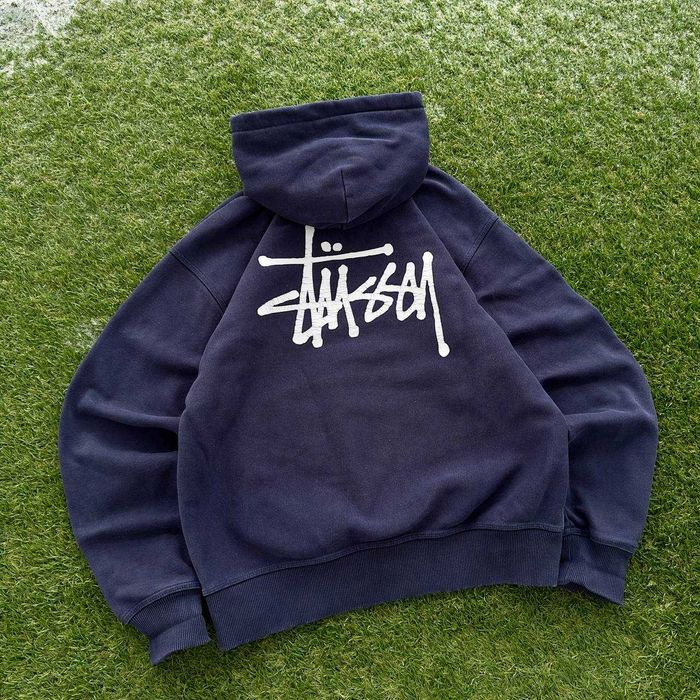 Legit Stussy Big Logo Navy Hoodie Оригинальный Худак