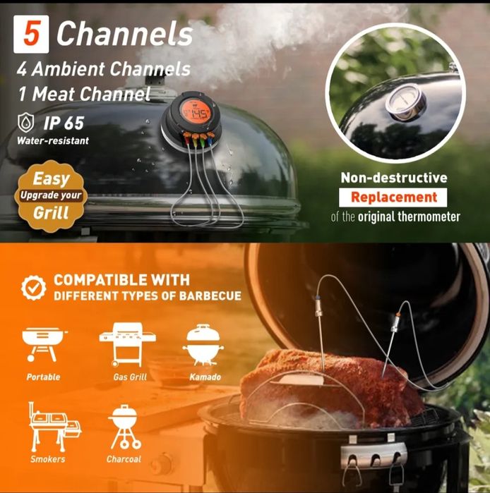 Цифровой Bluetooth беспроводной термометр для гриля Weber, ToGrill bbq