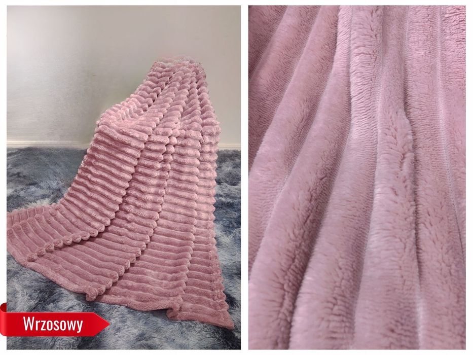 KOC Dekoracyjny 160x200 kapa narzuta NA ŁÓŻKO kanapę pręgi róż