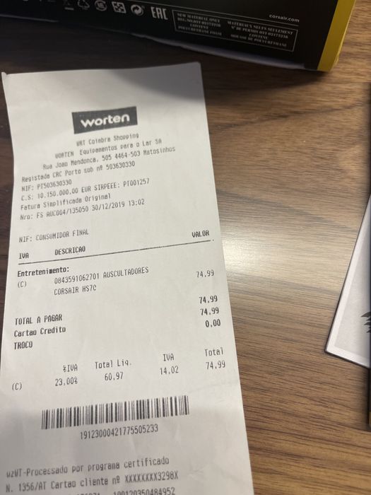 Headset Corsair HS70 wireless 7.1