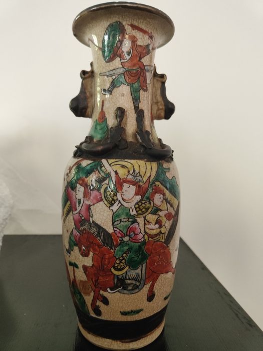 Jarra Chinesa - Nanking - Porcelana - Cavalo e cavaleiro