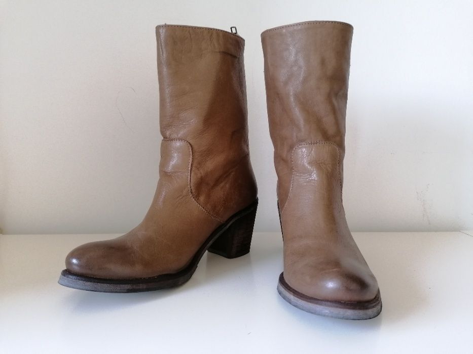 Botas de pele castanhas nº36