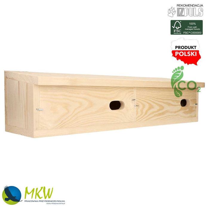 Caixa-ninho para aves modelo andorinhão-comum clássico duplo de fachada MKW