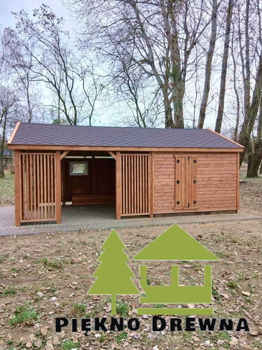 Domek Kacper 2w1 Dach Dwuspadowy – 7mx4 m Domek 4x3 m + Altana 4x4 m