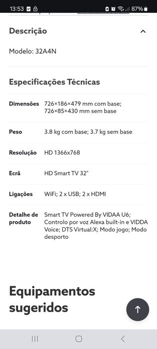 Smart Tv nova de 32 polegadas