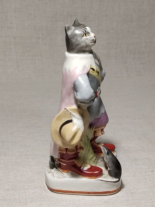 Статуэтка «КОТ В САПОГАХ» Ангарский з-д 1950-е СССР Оригинал РЕДКОСТЬ!