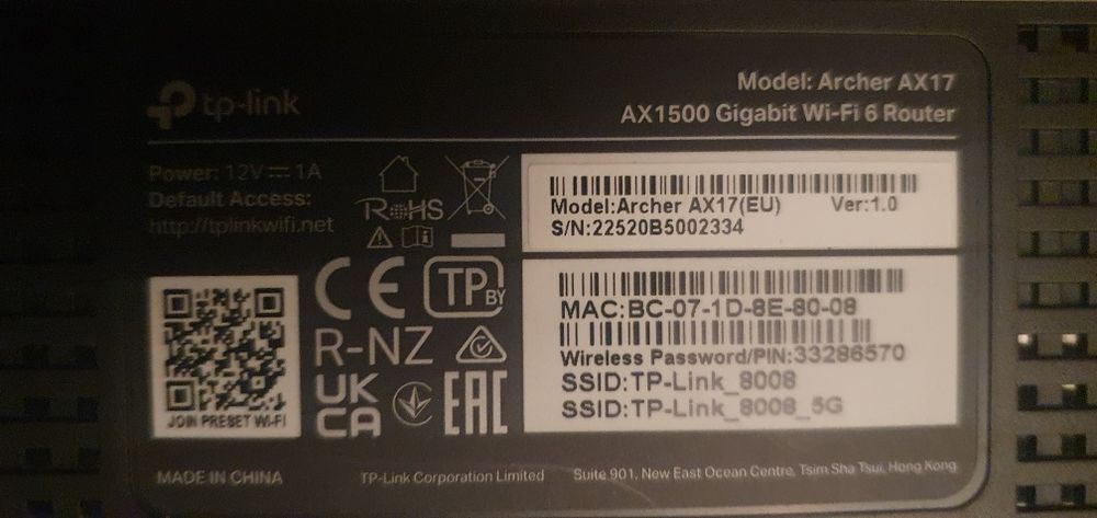 Modem model archer AX17