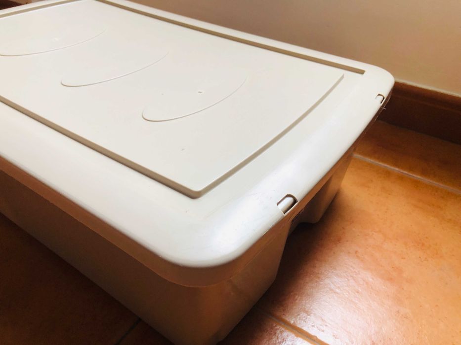 4 Caixas Arrumação 60×40×18 cm – Bege c/ Rodas