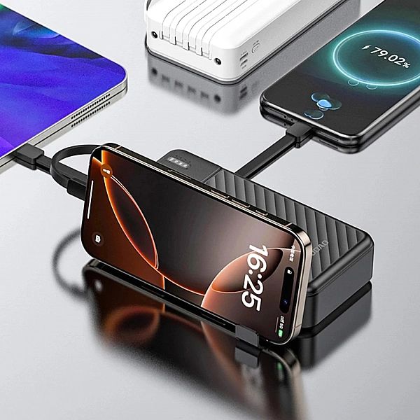 Powerbank Dudao K11 Pro 20000mAh z wbudowanymi kablami - czarny