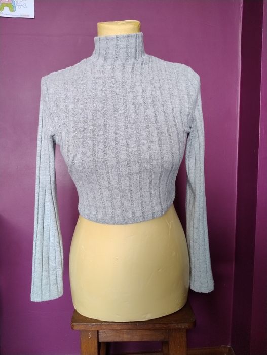 Szary golf top prążkowany S/M